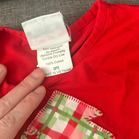 Natalie Grant Red Ruffled Christmas Tree Applique Shirt-2T - Picture 3 of 4